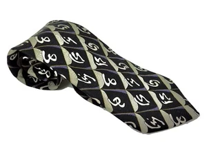 Vintage Ziggurat Silk Tie by Mulberry Neckwear Gray Black Purple Geometric Print - Picture 1 of 10