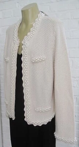 Alice + Olivia Noella Strick Neu mit Etikett Perlen verziert Boxy Blazer Jacke NEU! Sale - Bild 1 von 10