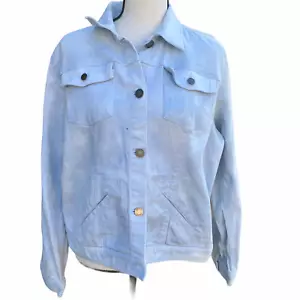 Chaqueta de mezclilla Chaps para mujer talla L azul lavado claro pantalones de mezclilla bolsillos manga larga - Imagen 1 de 6