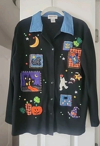 Maglione vintage Hampshire Studio Halloween ricamato con bottoni taglia S. VEDI - Foto 1 di 10