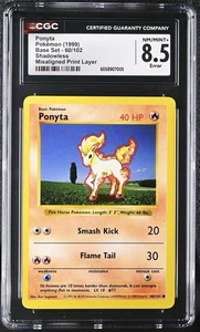 1999 Pokemon Base Set Shadowless Ponyta 60/102 Print Error CGC 8.5 NM/Mint+ - Picture 1 of 2