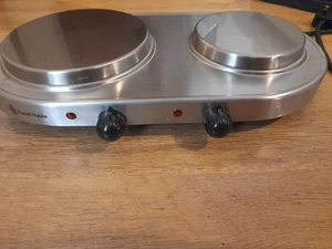 RUSSELL HOBBS MINI HOB STAINLESS STEEL LARGE HOTPLATE & SMALL HOTPLATE - Picture 1 of 8