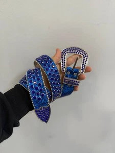 Cinturón Avant Garde BB Simon Azul Estilo Cristal Japón Y2K Vintage Streetwear - Imagen 1 de 6