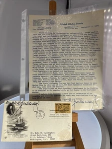 Carta Autógrafa Efímera del Senador Ralph Yarborough Tricentenario Carolina del Sur - Imagen 1 de 12