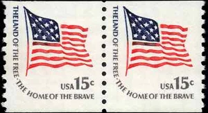 US Scott # 1618C, Fort McHenry Flag, (2) 1978 15¢ Coil Stamps, MNH - Picture 1 of 1