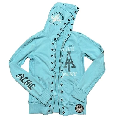 Chaqueta con capucha para mujer Y2K Style Affliction ACMC Live Fast Black Aces - talla M Foto 1 de 4
