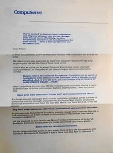 Compuserve Mitgliedschaft Einladungsschreiben [1988] - Bild 1 von 4