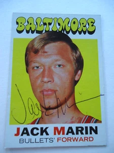 Tarjeta de baloncesto autografiada por Jack Marin - 1971-72 Topps #112 - Baltimore Bullets - Imagen 1 de 2