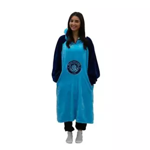 Manchester City F.C. Oversized Hooded Blanket Warm Teddy Fleece Hoodie Large - Picture 1 of 9