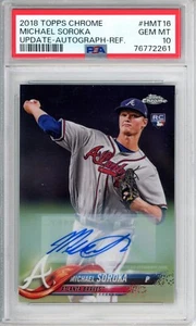 2018 Topps Chrome Update Michael Soroka HMT16 Rookie Auto PSA 10 Atlanta Braves - Picture 1 of 1