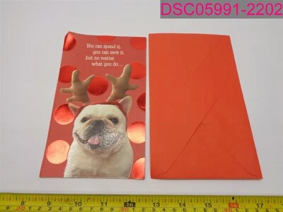 CANTIDAD = 6; Frenchie con astas perro tarjetero de Navidad lunares rojos 6650267 Foto 1 de 4