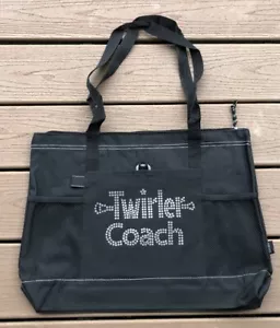 TWIRLER COACH "GIFT TOTE BAG BLACK FABRIC HANDLES ZIPPER 18" X 14" - Picture 1 of 2