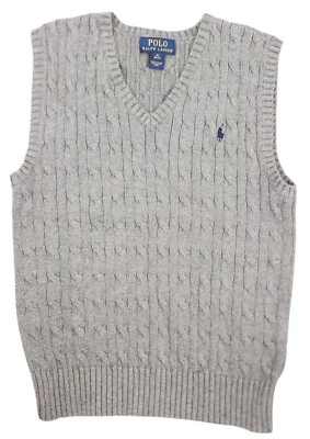 Chaleco suéter tejido con cable gris Polo Ralph Lauren para niño 10/12 pony pull over Foto 1 de 4