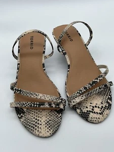 Torrid Women's Snake Print Faux Leather Ankle Strap Block Heel Sandals Size 10W - Picture 1 of 6