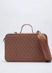 Zara Jewellery Toiletry Cross Body Travel Bag Brown Rose Gold. Holiday/Home - Picture 1 of 12