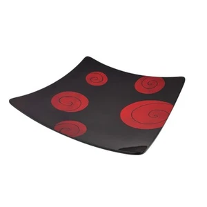 Placa cuadrada decorativa de laca con soporte - diseño de círculo rojo - 45 cm - Imagen 1 de 4