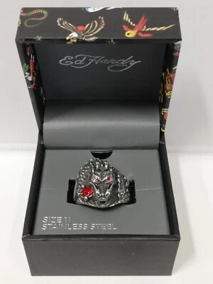 Anillo Motociclista Dragón Acero Inoxidable Titanio Ed Hardy Talla 11 Nuevo Foto 1 de 4