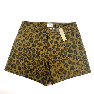 J Crew Leopard Print Shorts 2 Women Cotton Cargo Inseam 4.75" Re-Imagined AR112 - Picture 1 of 20