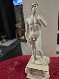 VINTAGE DAVID geschnitzte Figur Skulptur Marmorsockel Cesar Palace Las Vegas - Bild 1 von 6