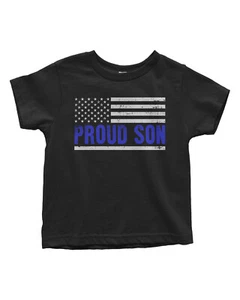 Camiseta Proud Son Blue Line Police Flag para niños pequeños American Support - Imagen 1 de 3