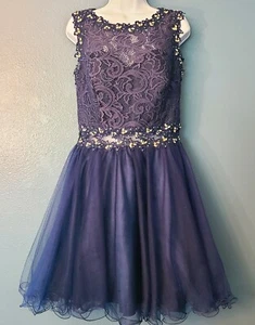 Aspeed Dress Womens Large Rhinestone Beaded Tiered A-line Homecoming Prom - Picture 1 of 22