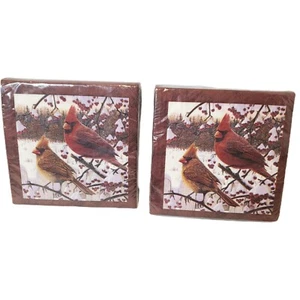  Papierservietten mit Kardinälen, Schrift 2 Stück, je 20 Stück, Weihnachten NEU - Bild 1 von 2