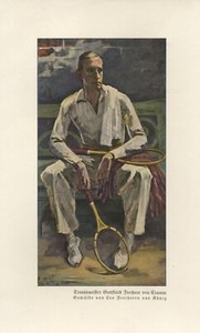 Tennis player Gottfried Freiherr von Cramm 1937 art print by Freiherr von Koenig