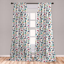 Hipster Microfiber Curtains 2 Panel Set Living Room Bedroom in 3 Sizes