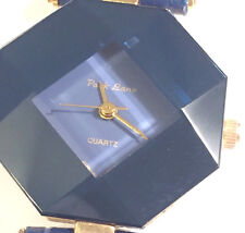 PARK LANE OCTAGON WATCH-NAVY BLUE GENUINE LEATHER WATCH BAND-NEEDS A BATTERY
