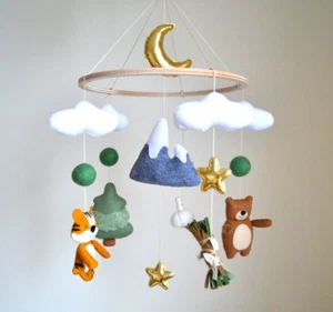 Korea fairytale baby mobile, tiger bear moon furtree garlic mobile baby crib toy - Picture 1 of 17