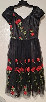IBTOM Castle Girls Lace Dress Black Rose - Tulle Tea Length Size Large (L) NEW - Image 1 of 4