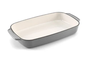 35 cm Samuel Groves Grey Enamelled Cast Iron Rectangular Roaster Oven Baking - Picture 1 of 5