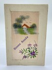 WW1 French “Bonne Annee” Have A Good Year Hand Painted Silk Postcard
