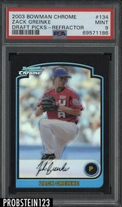 2003 Bowman Chrome DP Refractor #134 Zack Greinke RC Rookie PSA 9 MINT