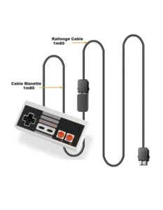 2X Manettes + Cables Extension pour Nintendo NES Classic  1m80 - Foto 1 di 7
