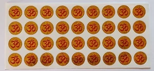 Sheet of 36 Om Stickers Auspicious Sacred Hindu Buddhist Gold Holographic 1.8cm - Picture 1 of 4