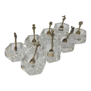 Lote de 8 salinas italianas vintage con cucharas de cristal - Imagen 1 de 17