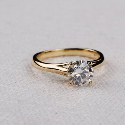 1 Ct Round Cut Solitaire Simulated Diamond Wedding Ring 14K Yellow Gold Plated - Image 1 of 4