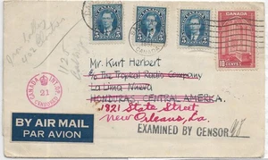 1941 German Internee, Camp N, Ottawa, Canada to La Lima Nueva, Honduras (C6373) - Picture 1 of 4