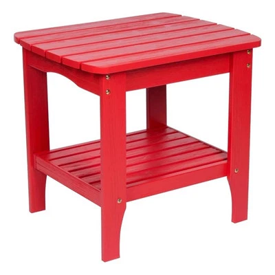 Mesa auxiliar rectangular tradicional de madera Shine Company para interior/exterior en rojo Foto 1 de 4