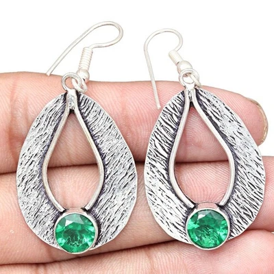 Smaragd Quarz Edelstein handgefertigtes Geschenk für sie Silberschmuck... - Bild 1 von 4