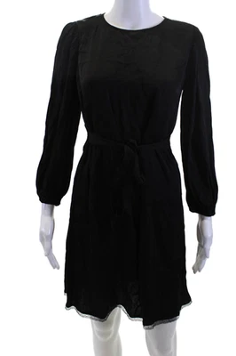 Velvet Women Shift Dress Black Long Sleeve Viscose Size XS - Image 1 of 4