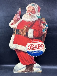 Vintage Pepsi-Cola Standing Santa C-431-1 - 19"x10" Cardboard Standee, 1950s - Picture 1 of 11