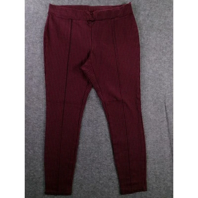 Faded Glory Pants Womens Medium Burgundy Houndstooth Preppy Retro Office Causal - Image 1 of 4