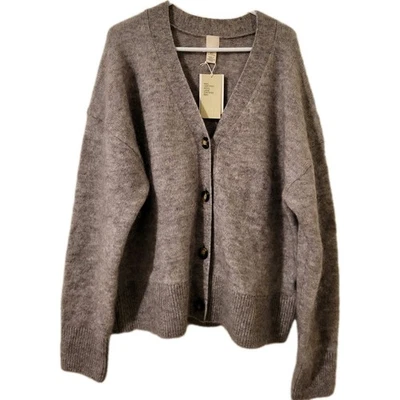 H&M Women's Gray Cardigan Size M Wool & Mohair Blend Button Up NWT - Image 1 of 4