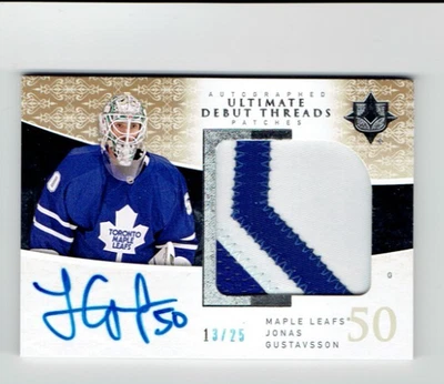 2009-10 Upper Deck Ultimate Collection - JONAS GUSTAVSSON AUTO Debut Threads /25 - Image 1 of 2