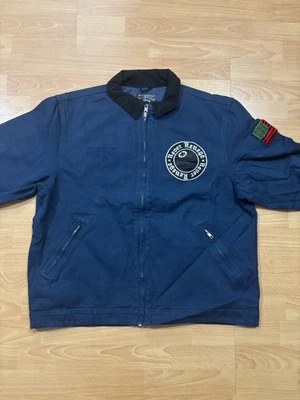 Chaqueta de trabajo de lona Stussy X Denim Tears Never Renege azul talla grande Foto 1 de 4