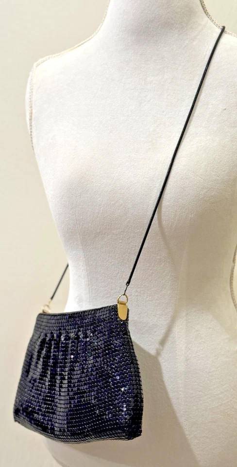 ELKA Negro Malla Dorado Disco Bolso Glam Fiesta Plisado Metal Cadena De Colección Años 70 80  Foto 1 de 4