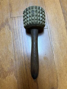Antique Yellow Ware Stoneware Mallet Meat Tenderizer Pat. Dec 25, 1877 - Picture 1 of 10