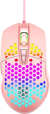 Pink Ultralight RGB Gaming Mouse - 6400 DPI & 7 Programmable Buttons - Image 1 of 4
